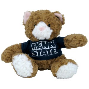 plush Scratches the cat wearing navy Penn State shirt